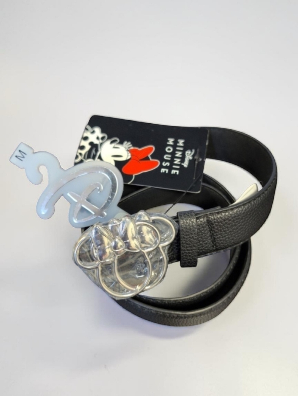DISNEY Minnie Mouse Black Belt Silver Minnie Ears Buckle NWT 2024 Size M